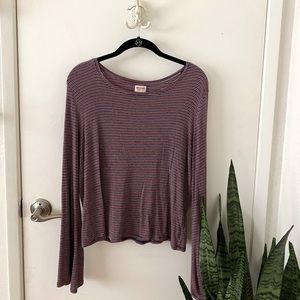 Stripped Bell Sleeve T-shirt